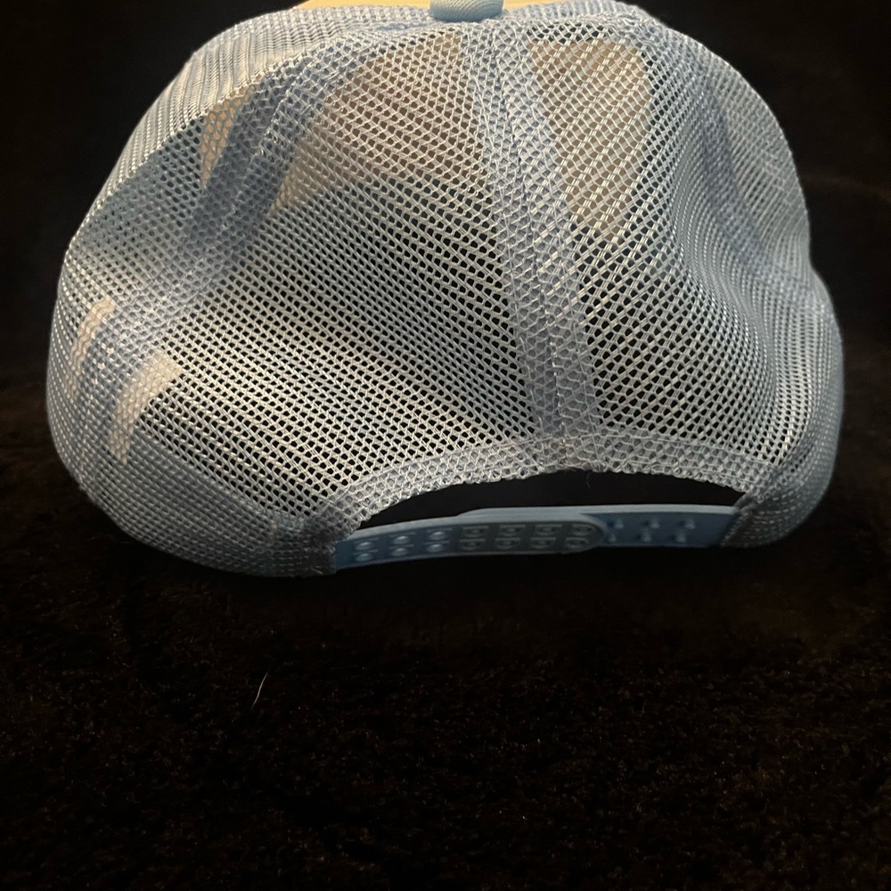 Blue and White Trucker Hat with Embroidery - Picture 2 of 3